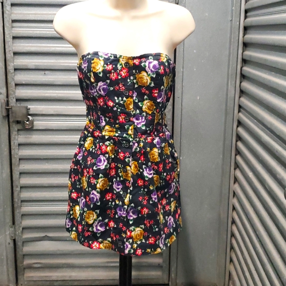 Junior's Medium, Strapless, mini floral dress